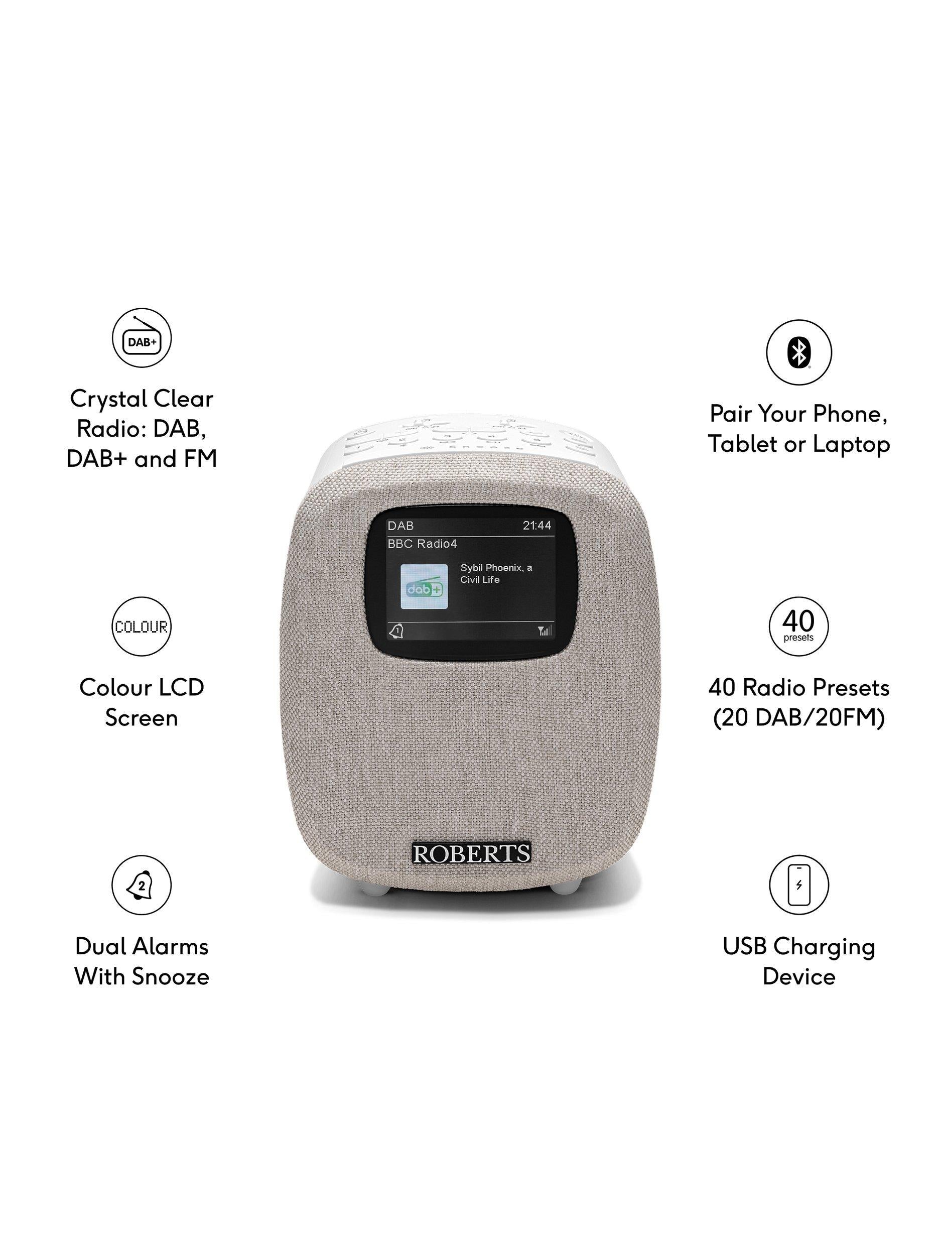 Roberts Ortus 5 digital alarm clock radio white (British brand)