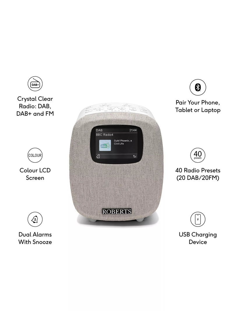 Roberts Ortus 5 digital alarm clock radio white (British brand)