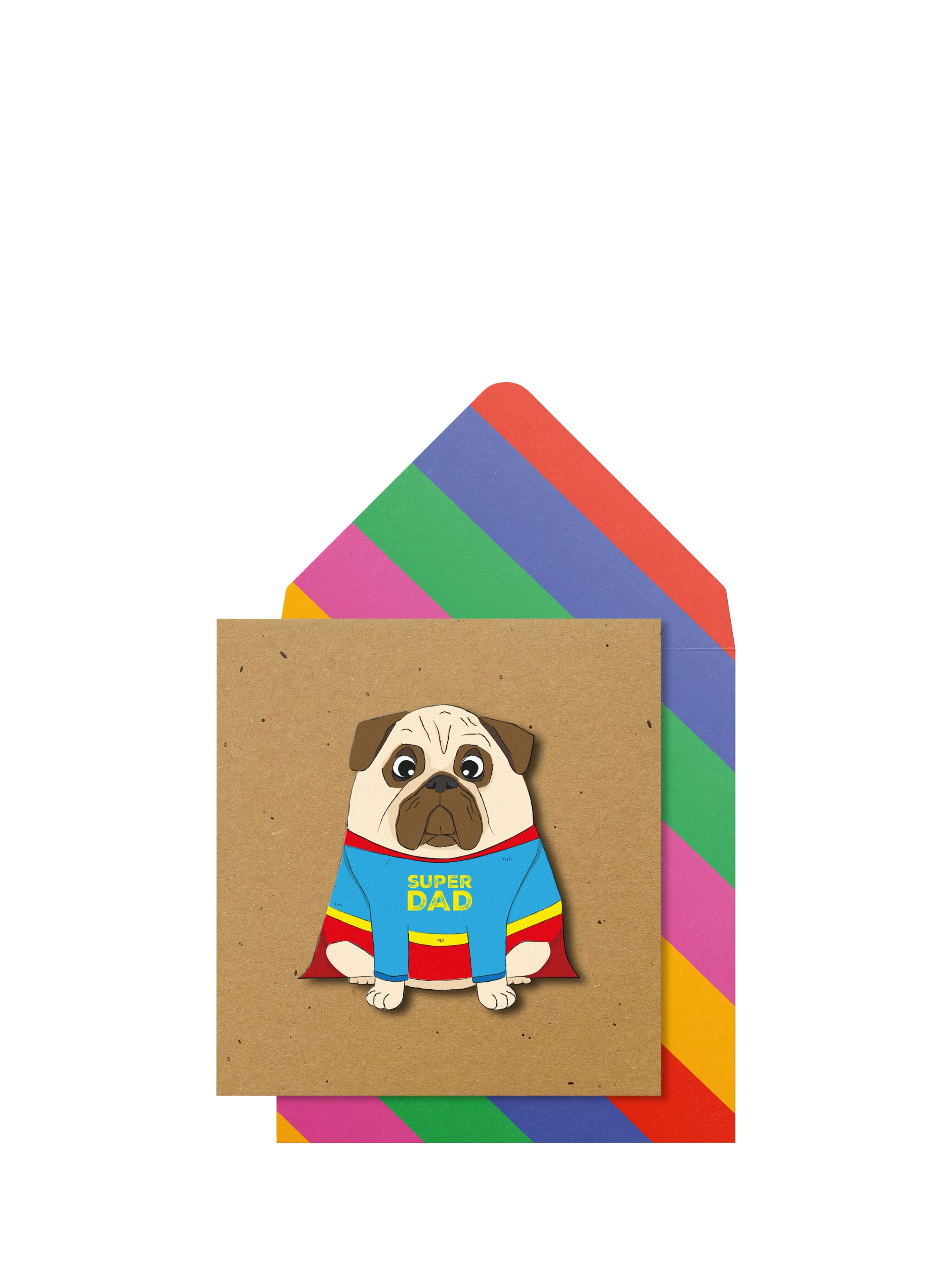 Tache Crafts Super Dad Pug Father's Day card, UK version