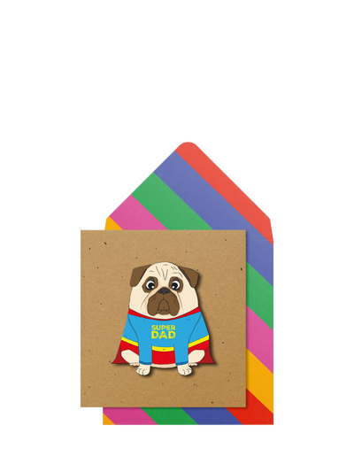John Lewis Tache Crafts Super Dad Pug Father's Day Card- Buy online at McGrocer