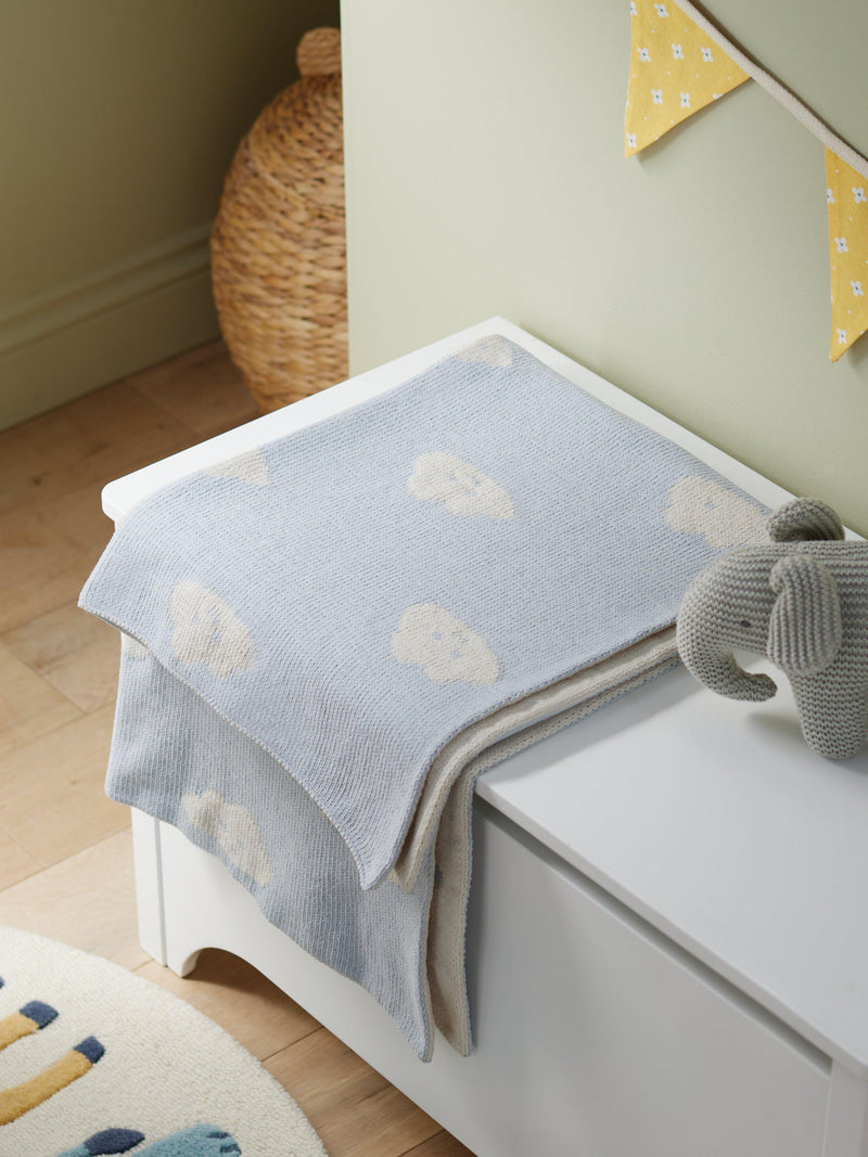 John Lewis cloud chenille blanket blue, UK version