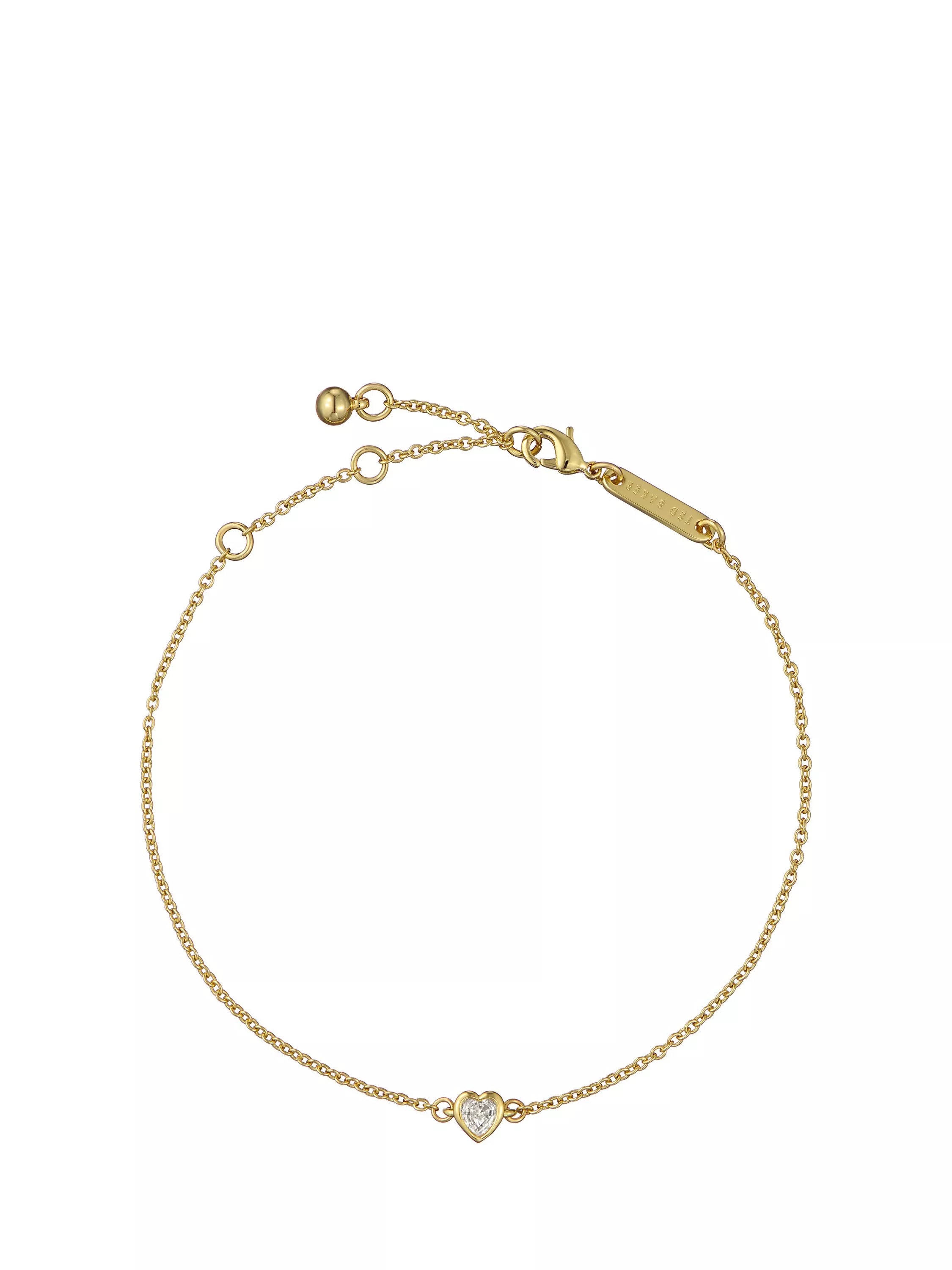 Ted Baker gold-tone crystal heart adjustable bracelet (British brand)