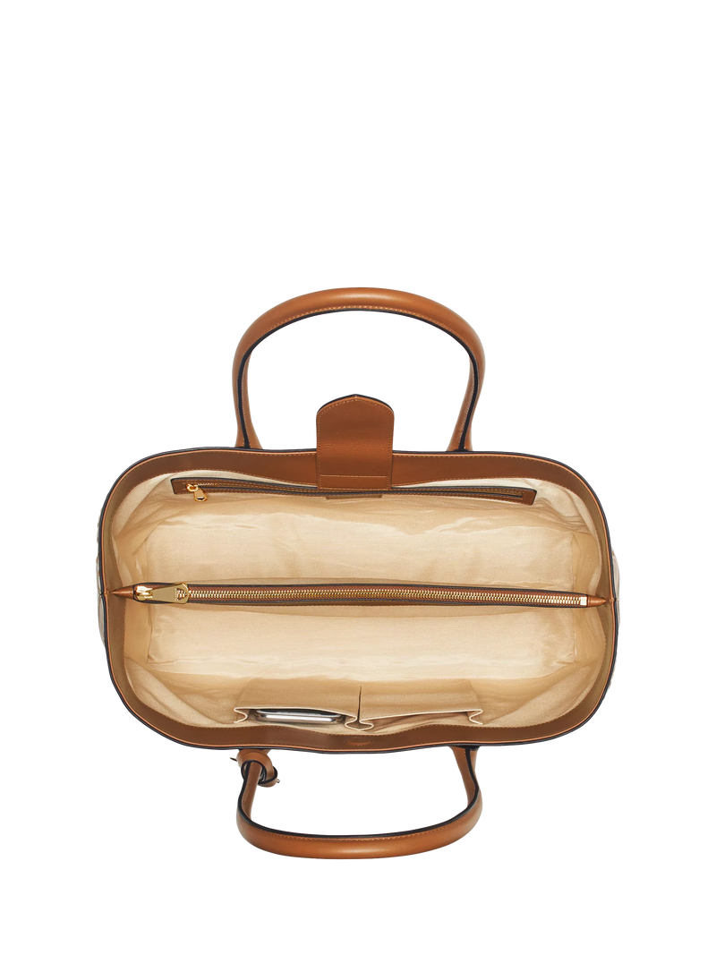 Aspinal of London tan woven leather tote bag, British brand