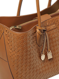 Aspinal of London tan woven leather tote bag, British brand