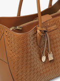 Aspinal of London tan woven leather tote bag, British brand