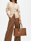 Aspinal of London tan woven leather tote bag, British brand