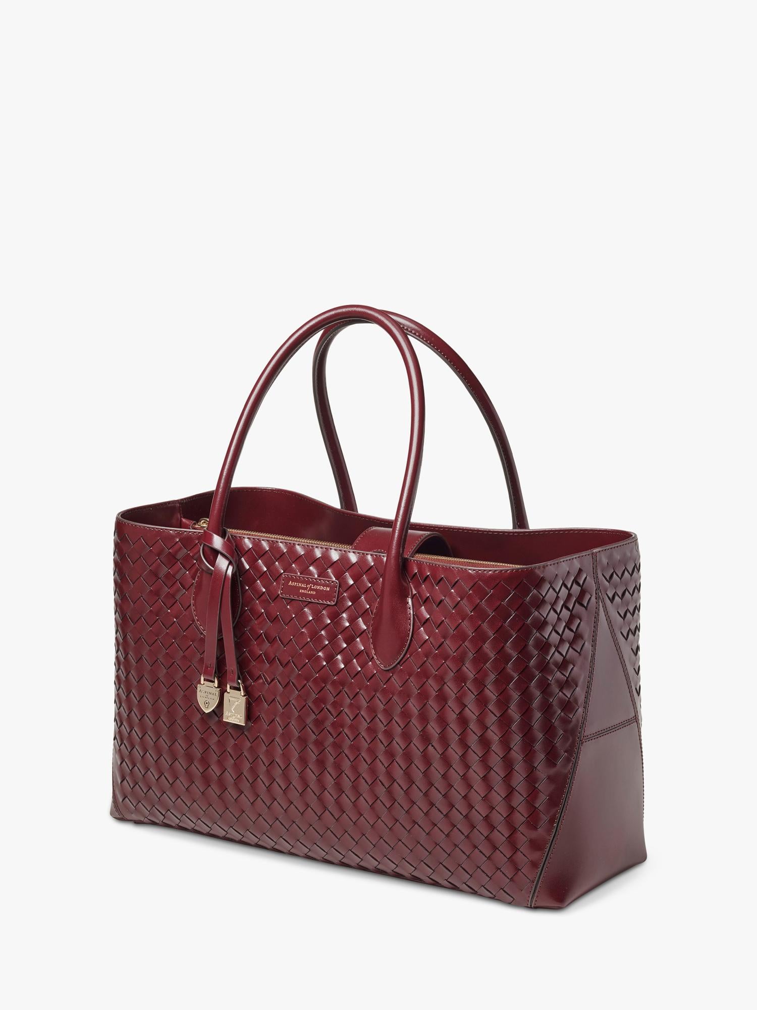 Aspinal of London leather tote bag burgundy - British product