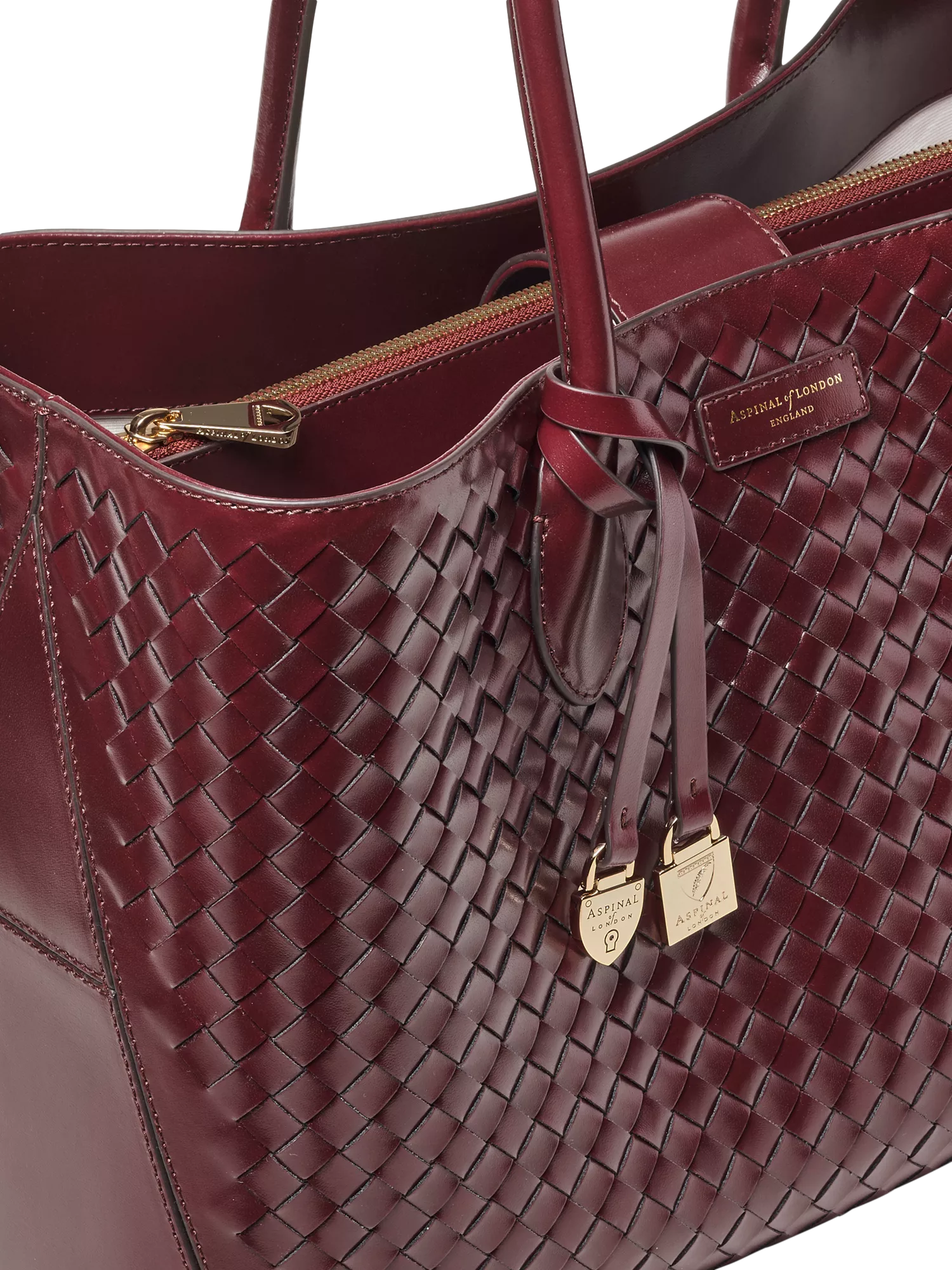Aspinal of London leather tote bag burgundy - British product