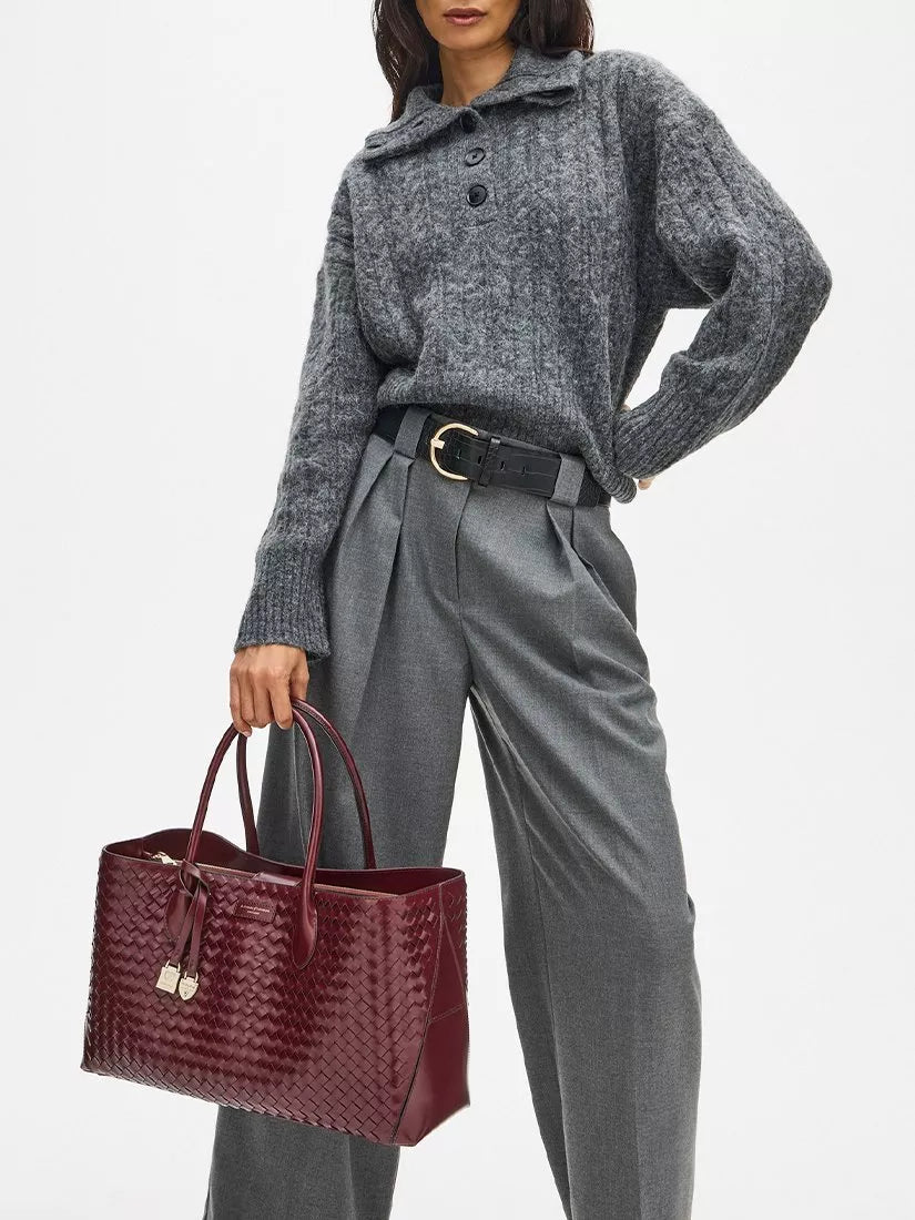 Aspinal of London leather tote bag burgundy - British product