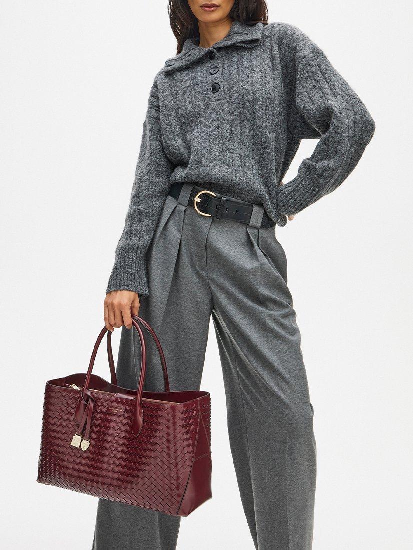 Aspinal of London leather tote bag burgundy - British product