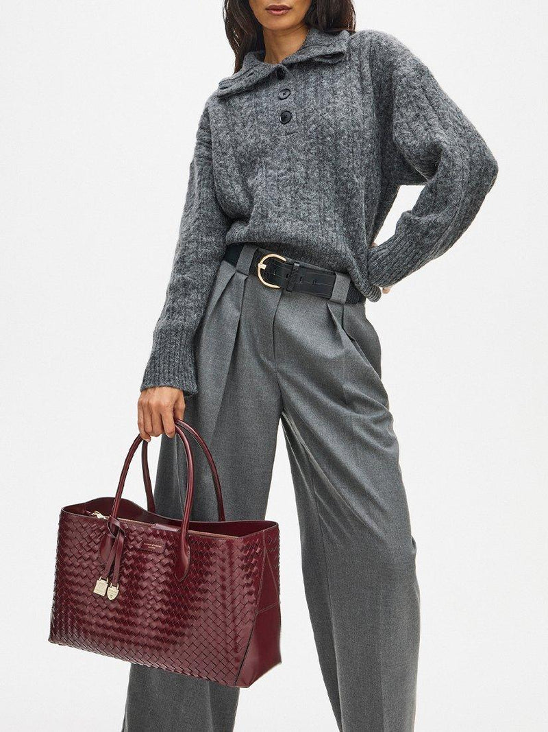 Aspinal of London leather tote bag burgundy - British product