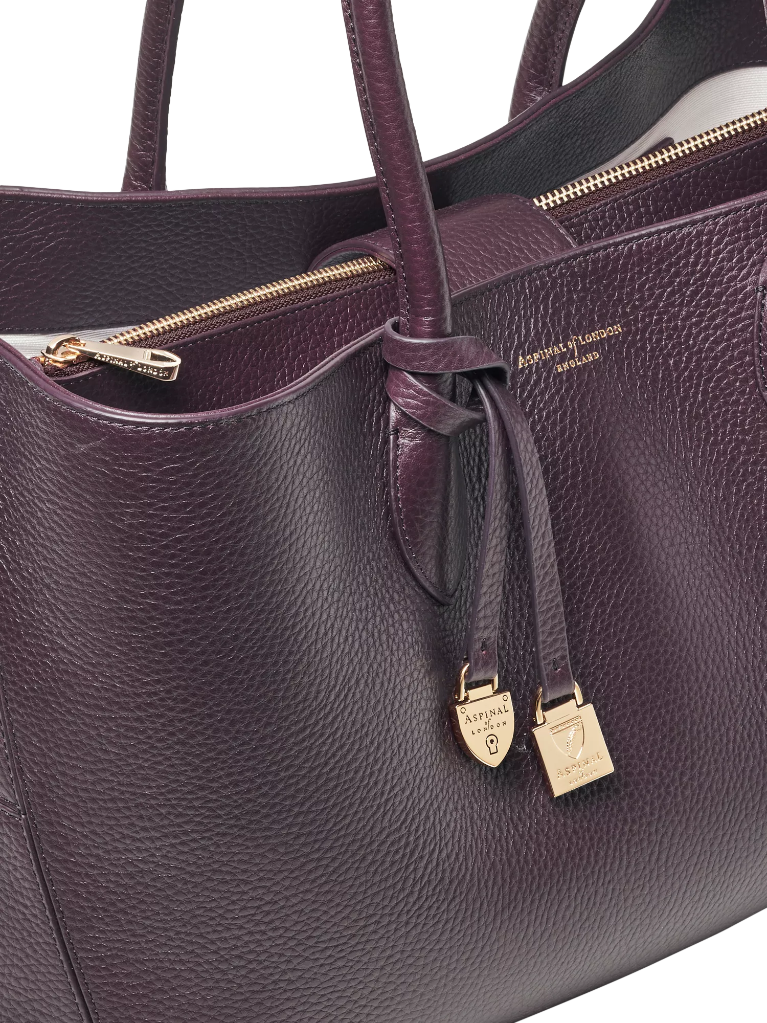 Aspinal of London leather tote bag with Bee charms (British brand)