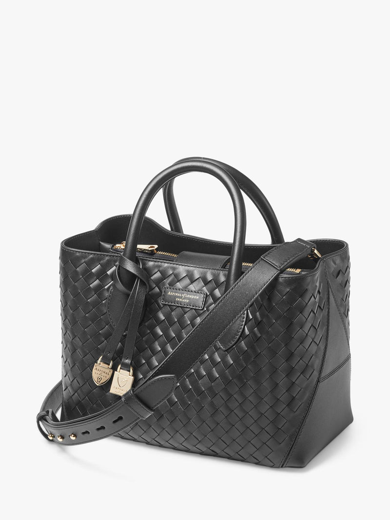 Aspinal of London woven leather midi tote bag (British brand)