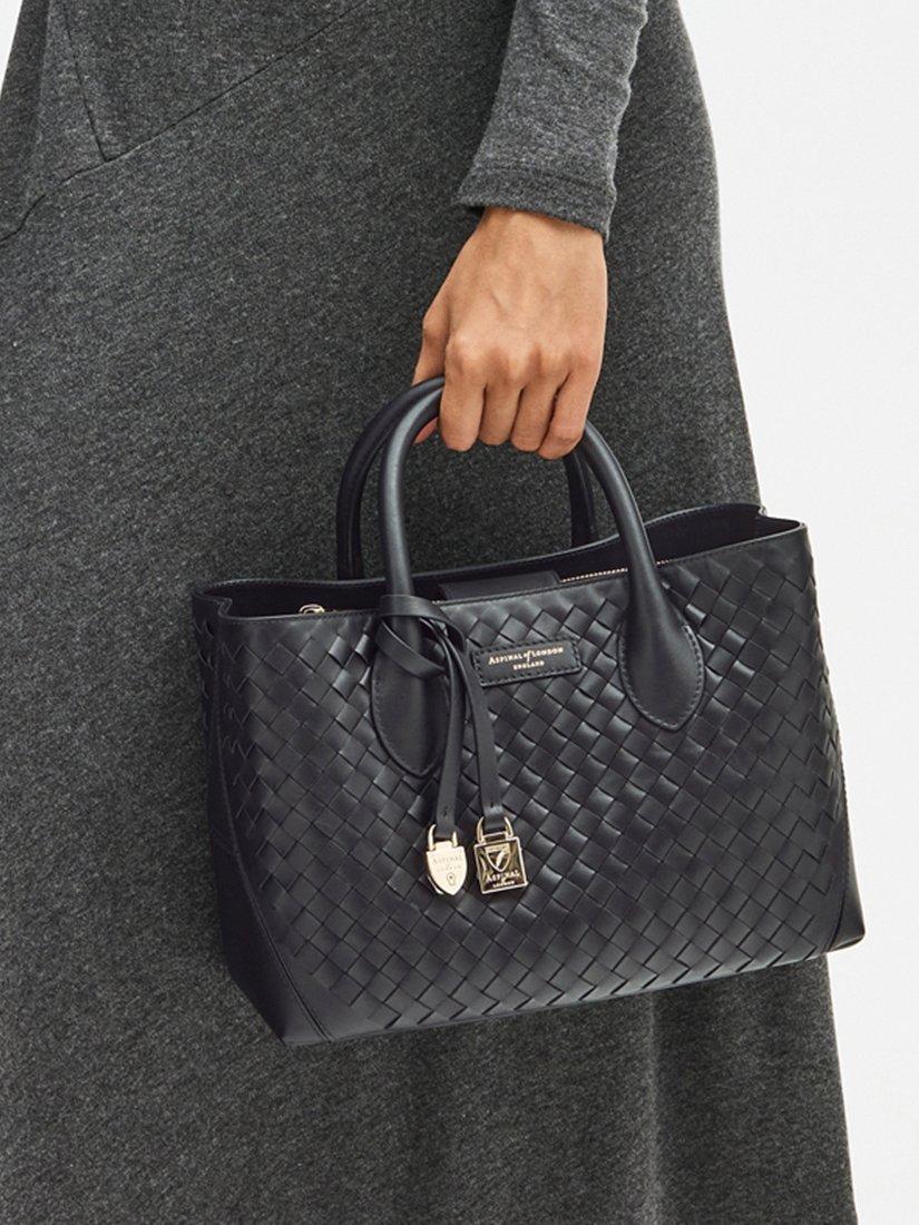 Aspinal of London woven leather midi tote bag (British brand)