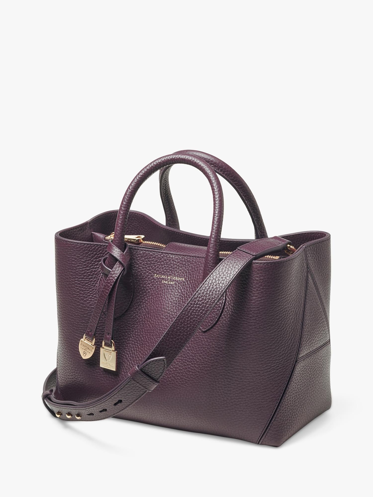 Aspinal of London Navy Midi tote bag, imported from the UK