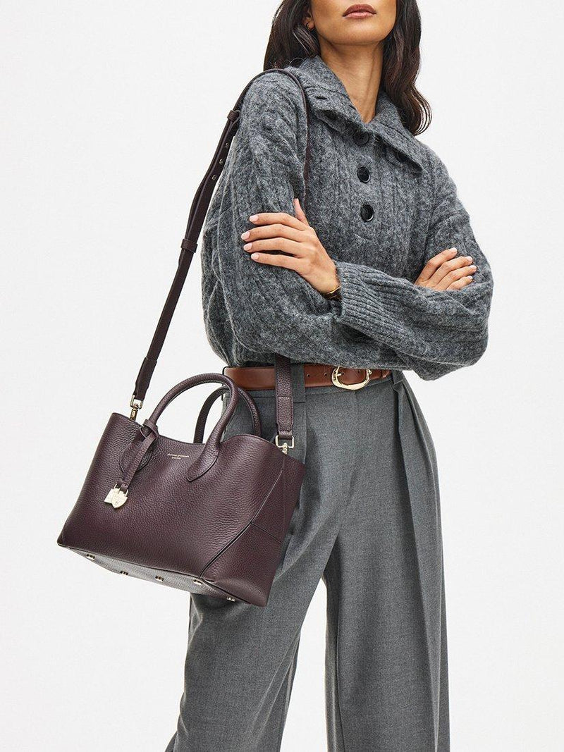 Aspinal of London Navy Midi tote bag, imported from the UK