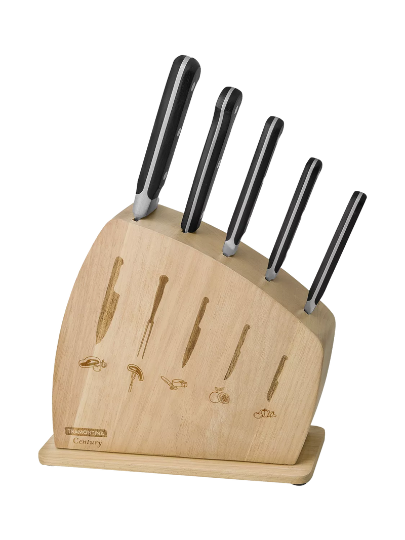 Tramontina Century Oak 6-piece knife block set (British brand)