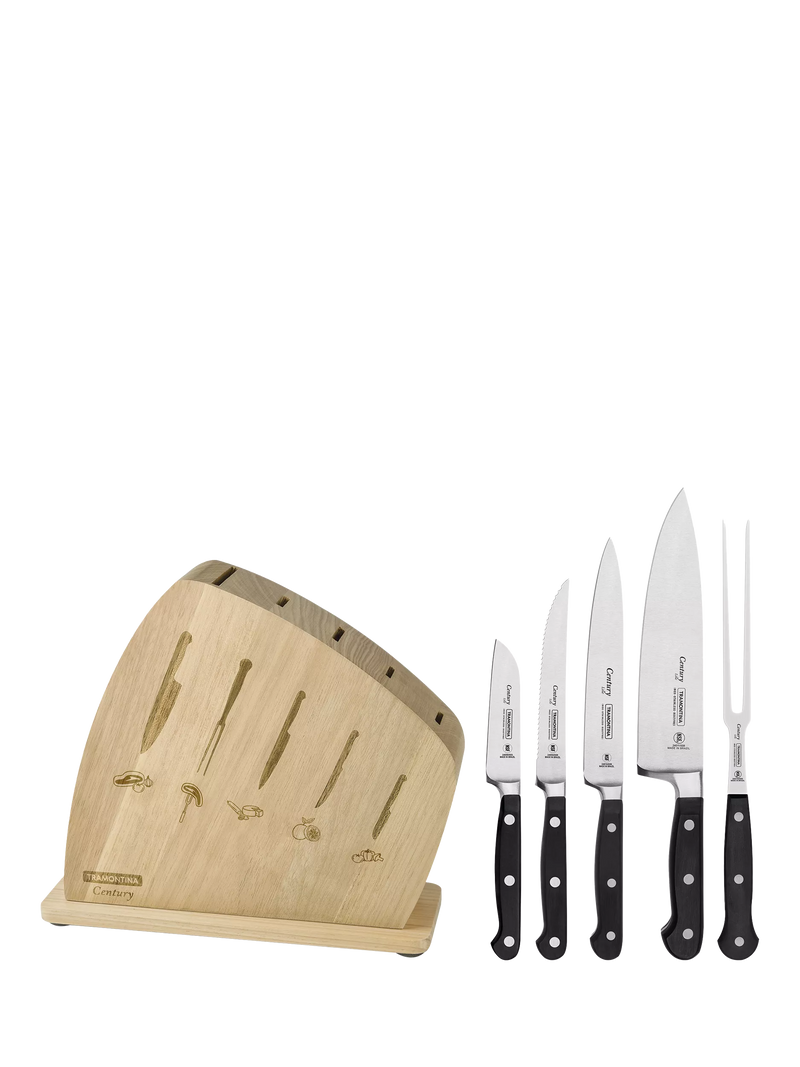 Tramontina Century Oak 6-piece knife block set (British brand)
