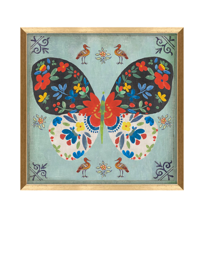 John Lewis John Lewis Aimee Wilson 'Frida Butterfly' Framed Print, 32 x 32cm, Blue/Gold- Buy online at McGrocer