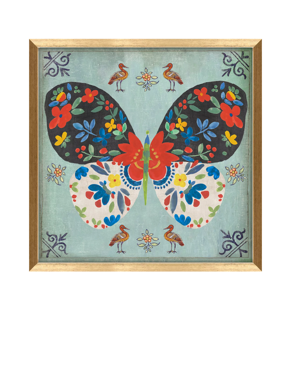 John Lewis framed print Frida Butterfly blue gold 32x32cm - British product