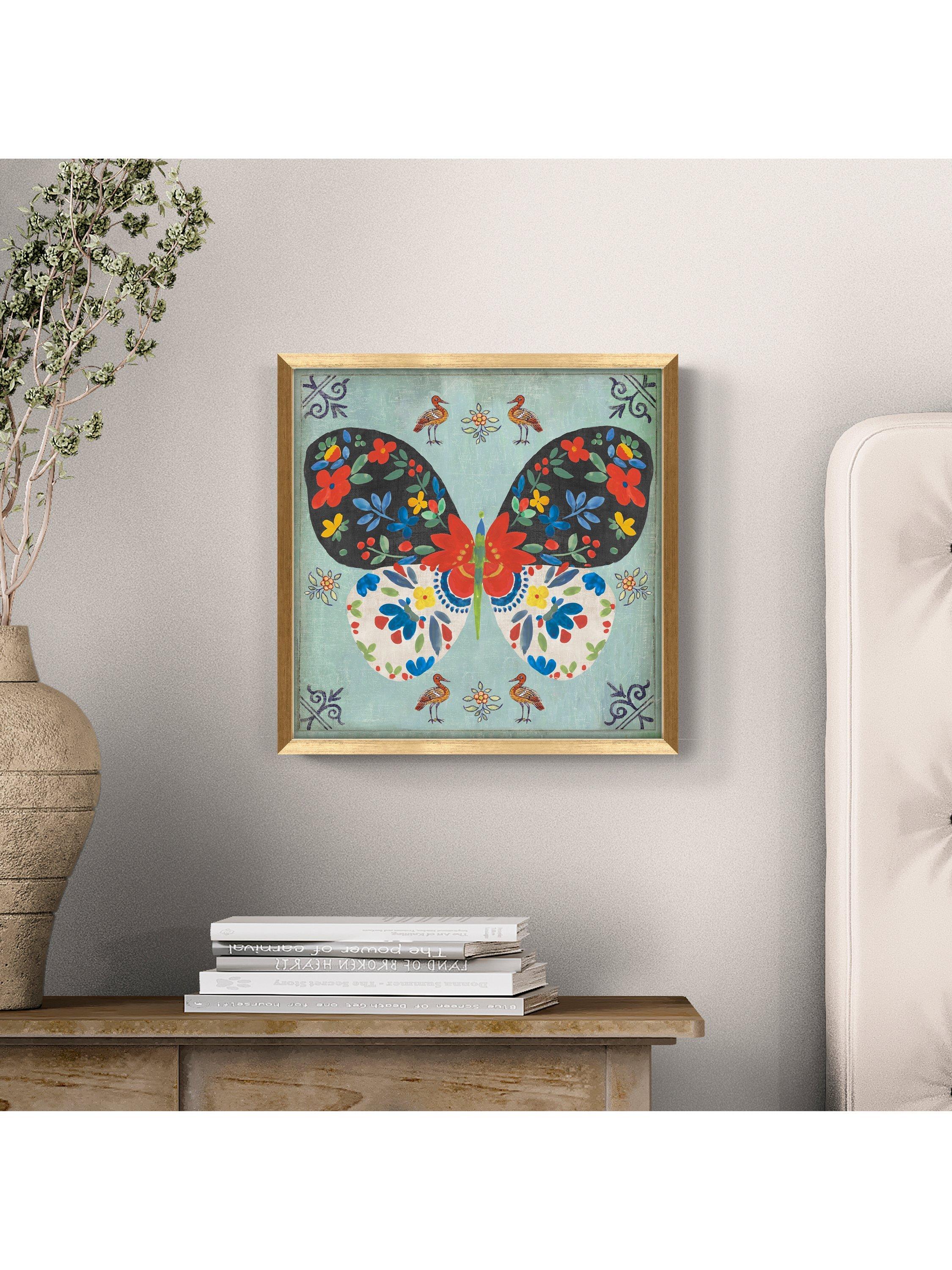 John Lewis framed print Frida Butterfly blue gold 32x32cm - British product