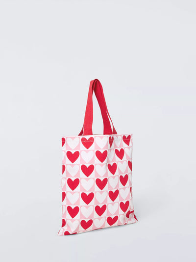 John Lewis John Lewis Hearts Cotton Tote Bag, Pink/Red- Buy online at McGrocer