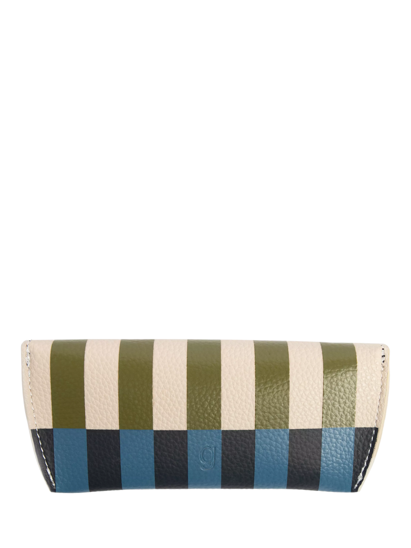 Gardner stripe faux leather glasses case, imported from the UK