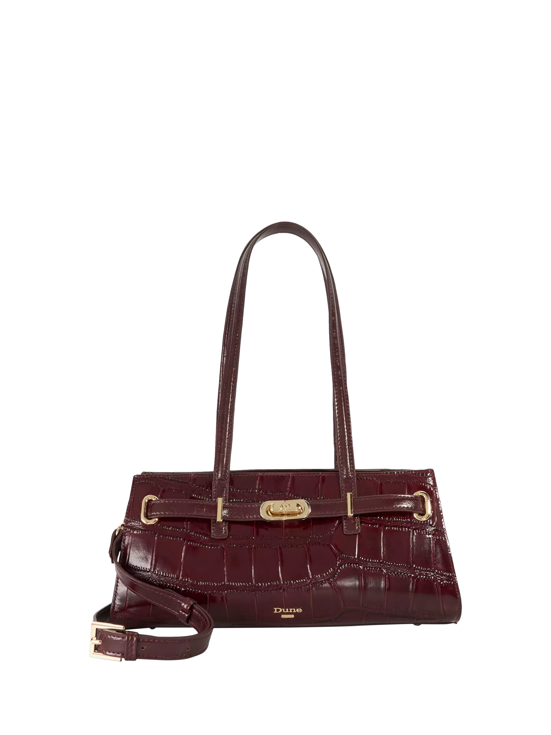 Dune London Depend leather shoulder bag burgundy (British brand)