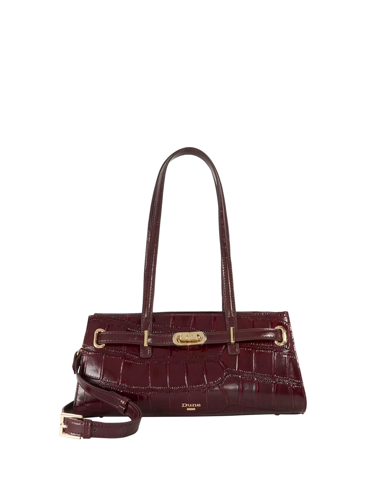 Dune London Depend leather shoulder bag burgundy (British brand)