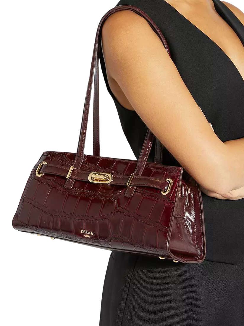 Dune London Depend leather shoulder bag burgundy (British brand)