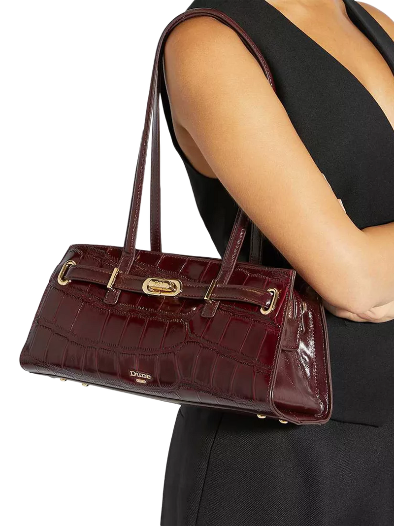 Dune London Depend leather shoulder bag burgundy (British brand)