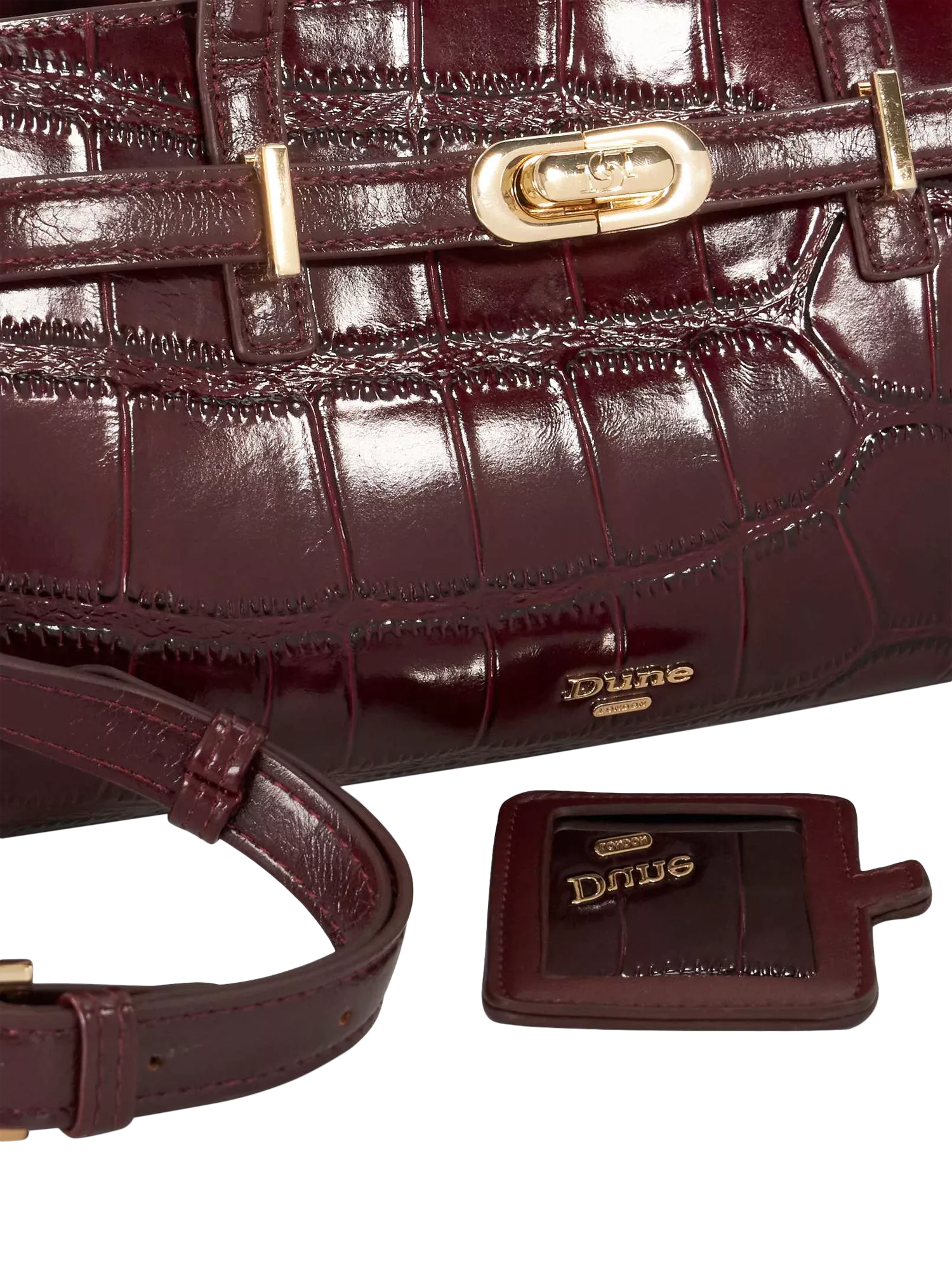 Dune London Depend leather shoulder bag burgundy (British brand)
