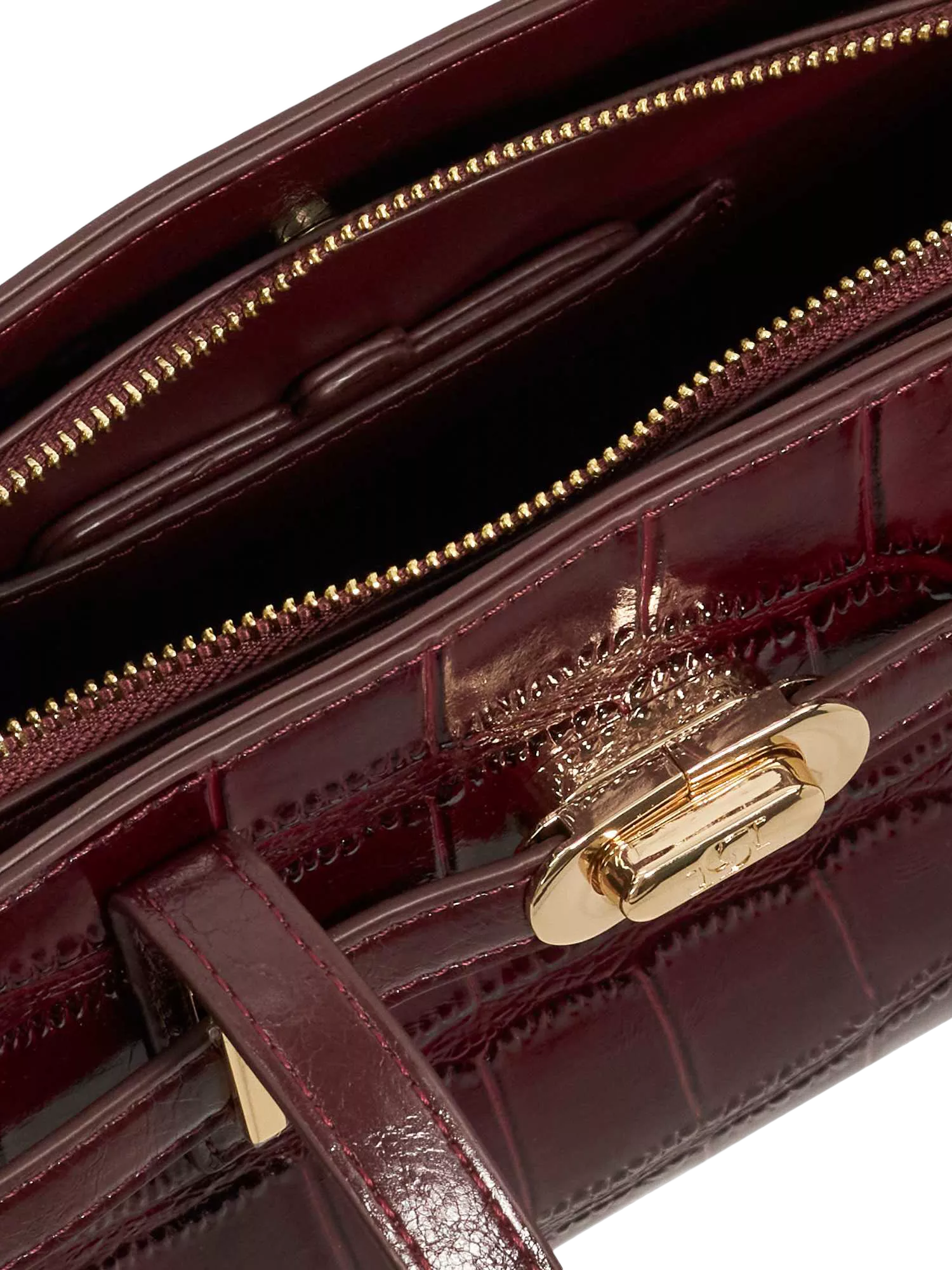 Dune London Depend leather shoulder bag burgundy (British brand)