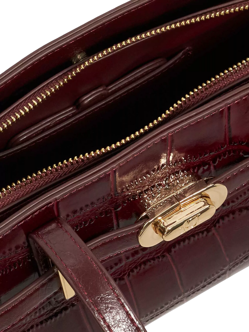 Dune London Depend leather shoulder bag burgundy (British brand)