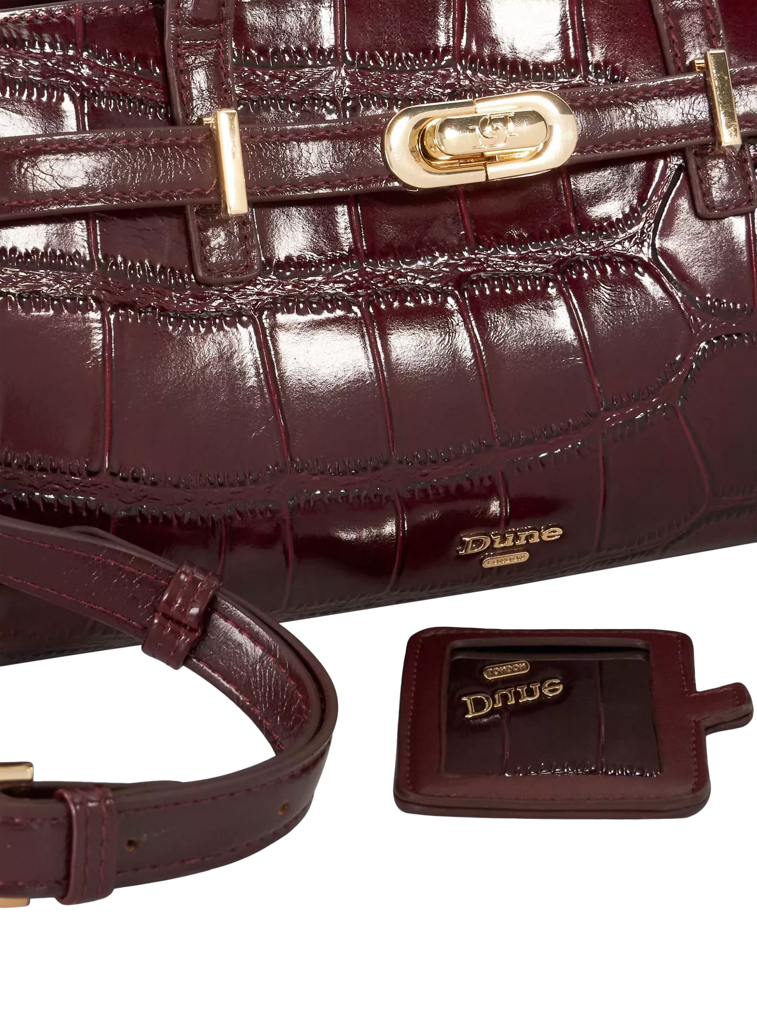 Dune London Depend leather shoulder bag burgundy (British brand)