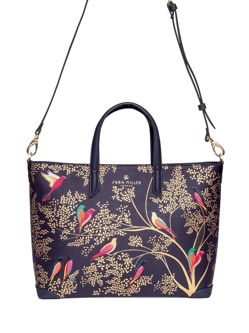 Sara Miller medium tote bag smokey bluebirds (British brand)