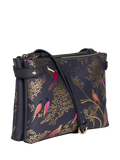 Sara Miller crossbody bag in smokey blue with bird print - British product