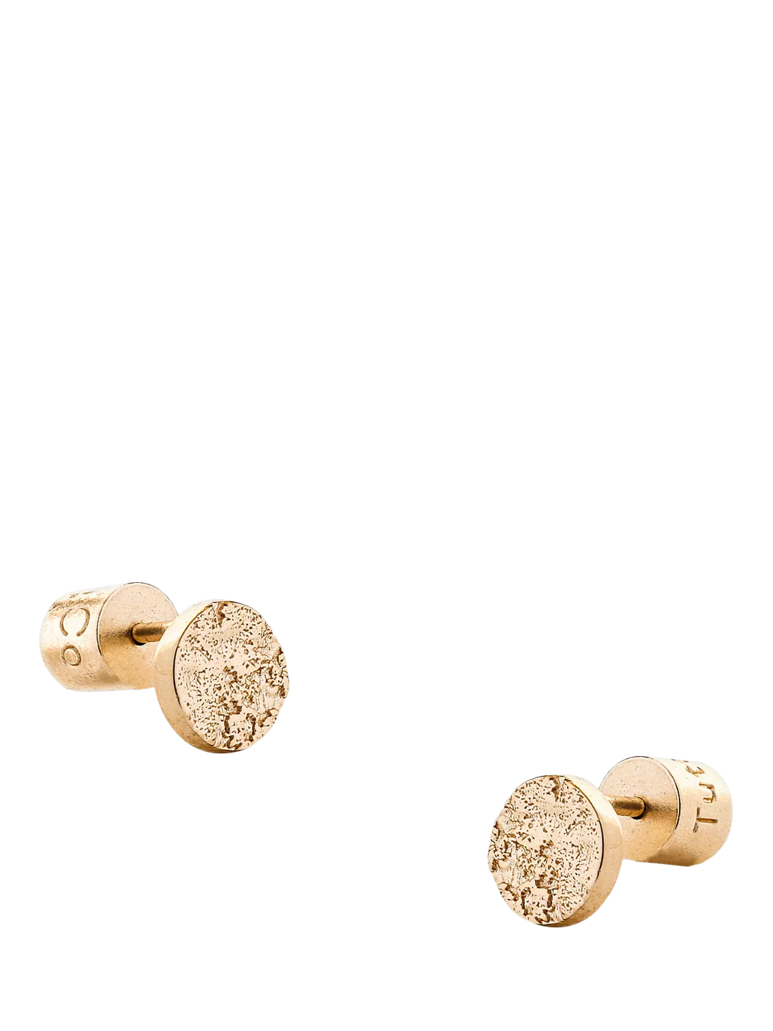 TUTTI gold textured disc stud earrings 0.70cm - British product