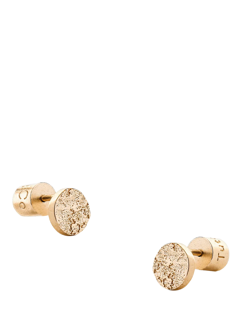 TUTTI gold textured disc stud earrings 0.70cm - British product
