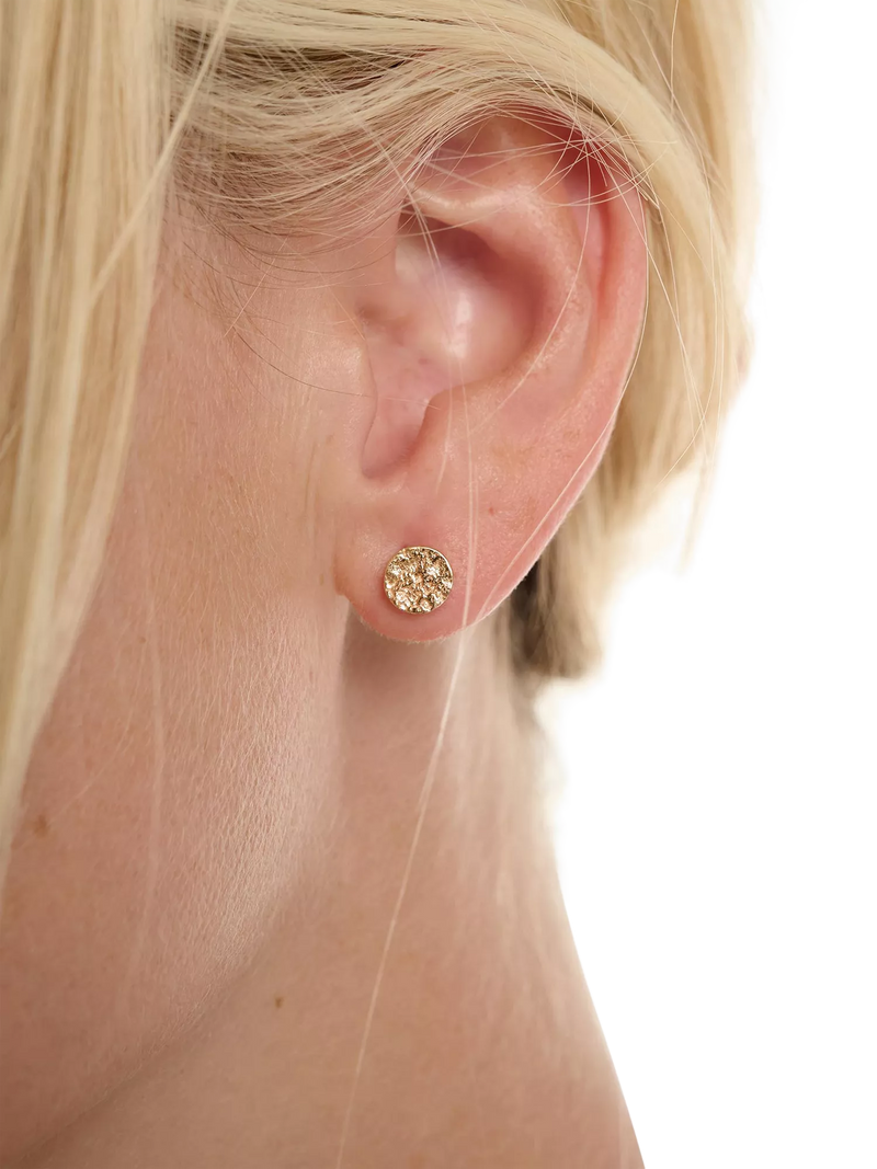 TUTTI gold textured disc stud earrings 0.70cm - British product