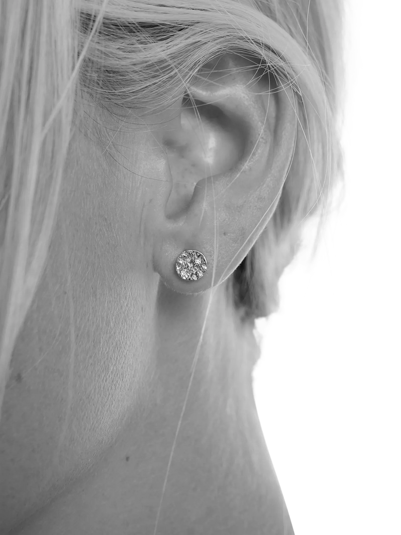 TUTTI textured disc stud earrings silver - British product