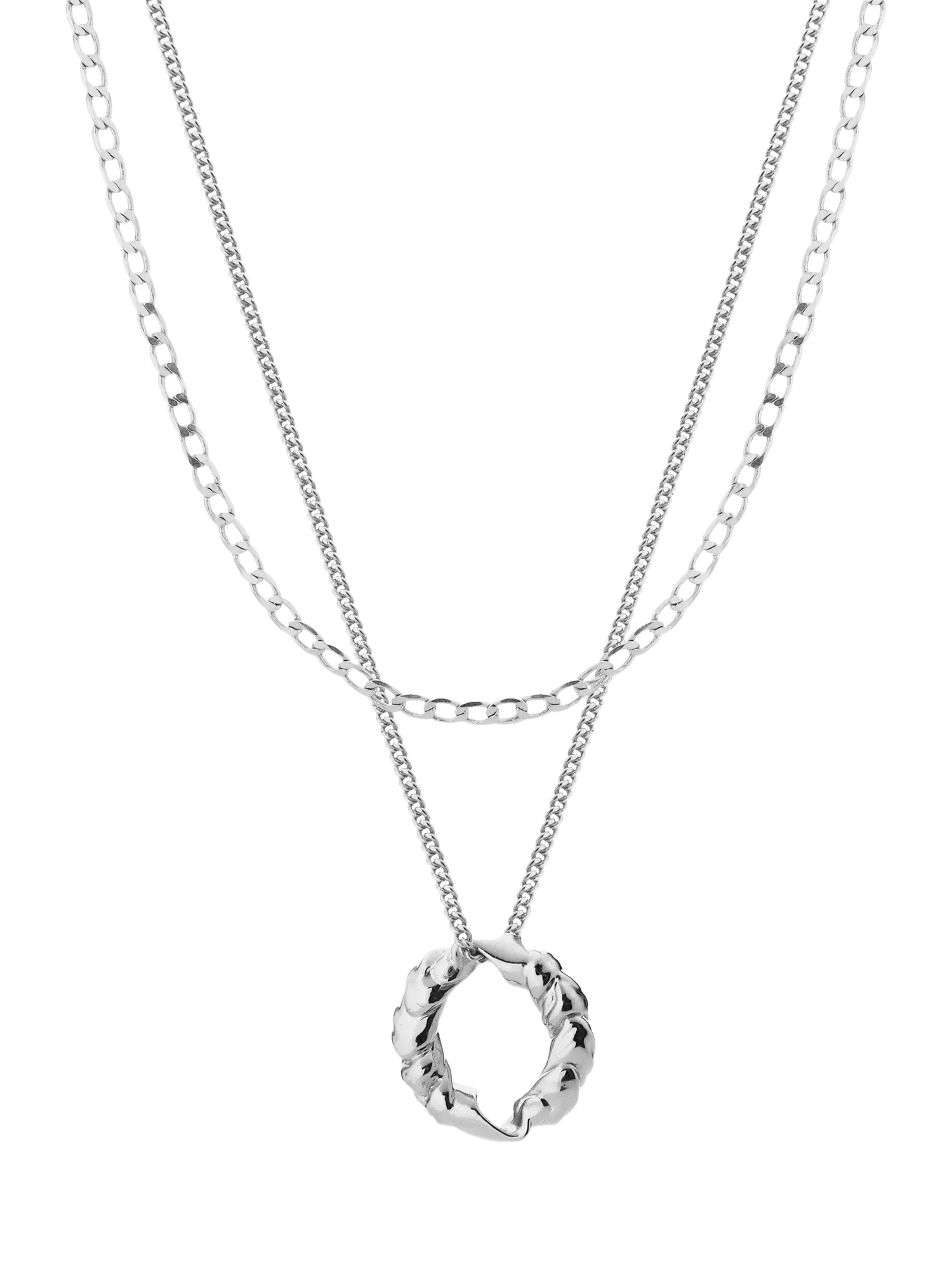 TUTTI Ember double chain necklace in silver, UK version