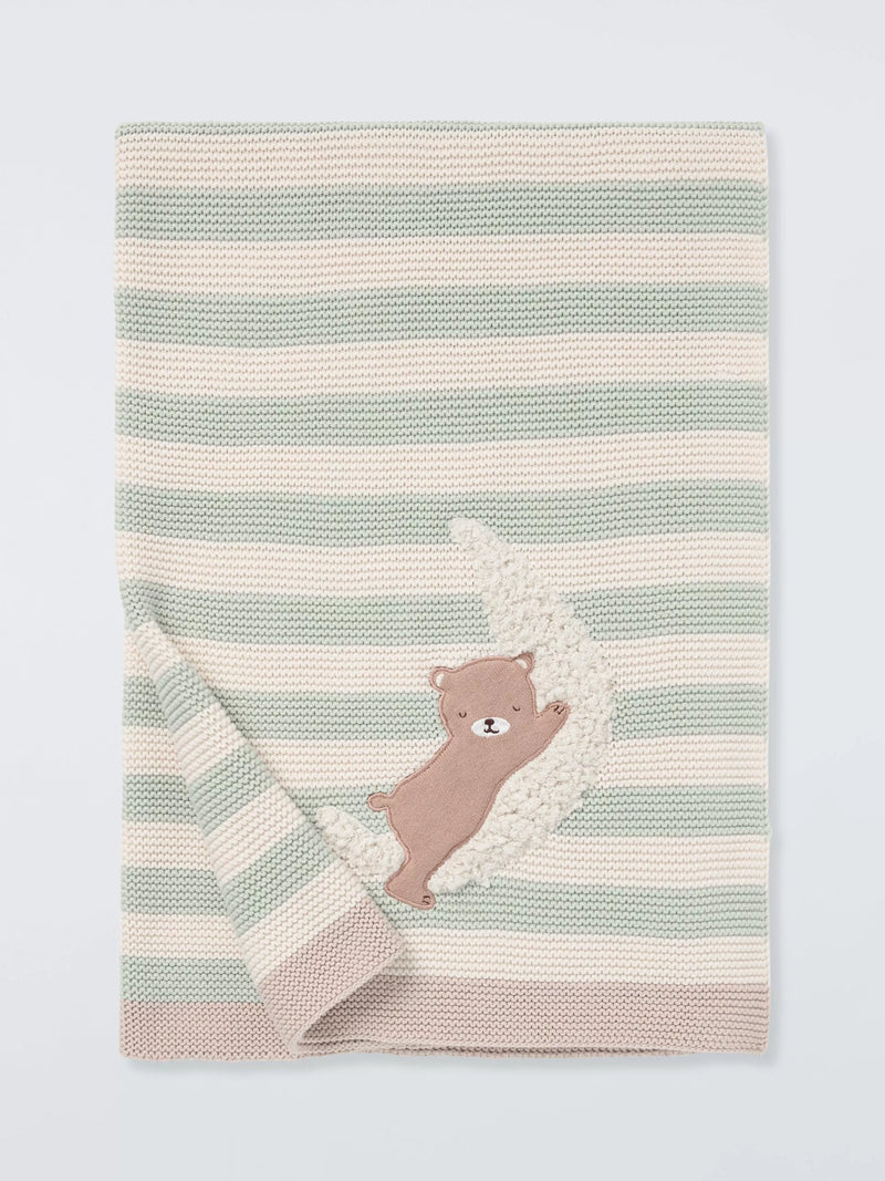 John Lewis green bear stripe blanket 75x100 cm (British brand)
