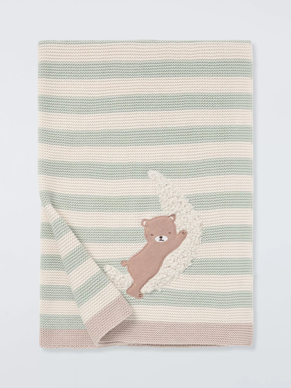 John Lewis green bear stripe blanket 75x100 cm (British brand)