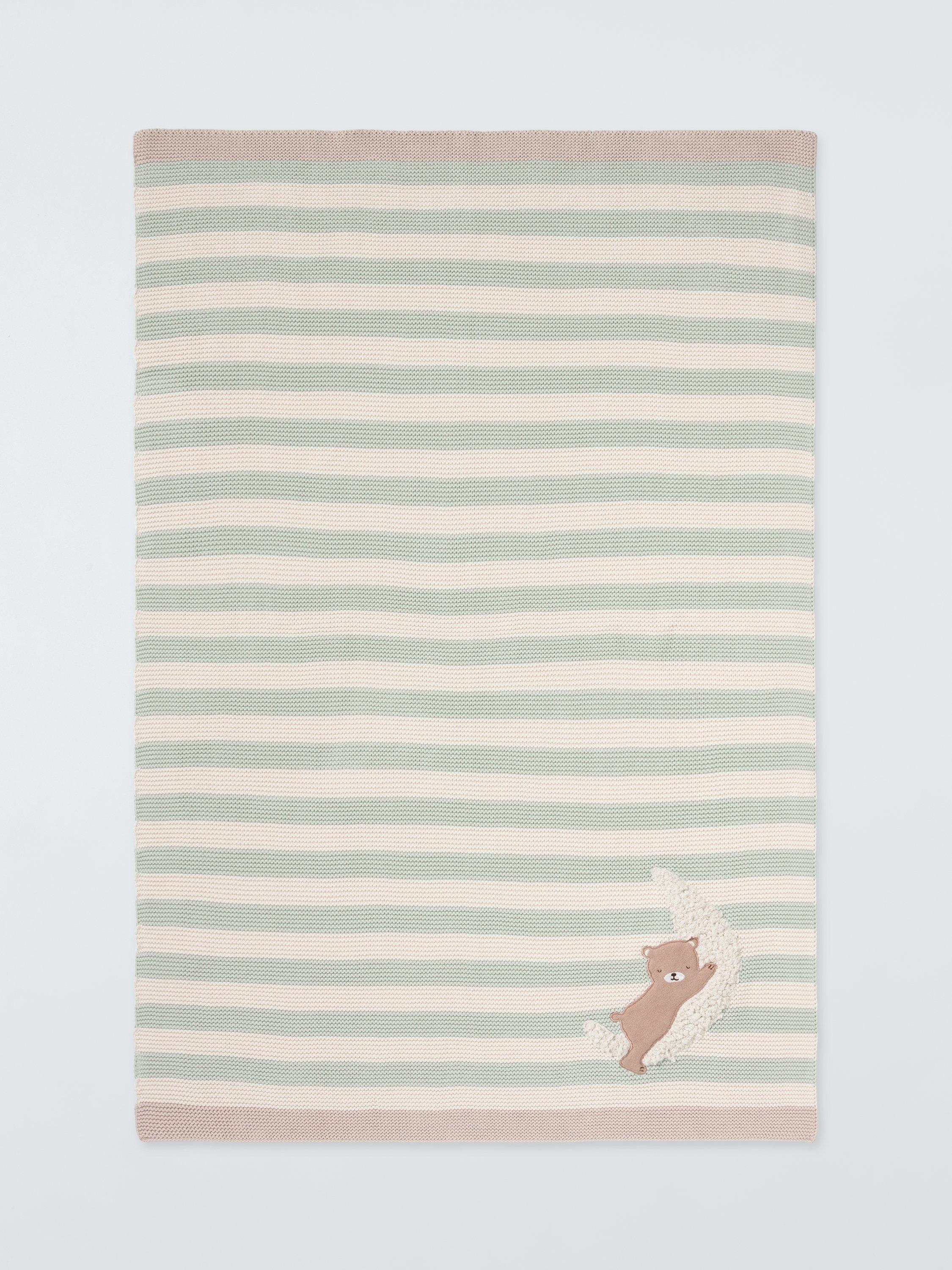 John Lewis green bear stripe blanket 75x100 cm (British brand)