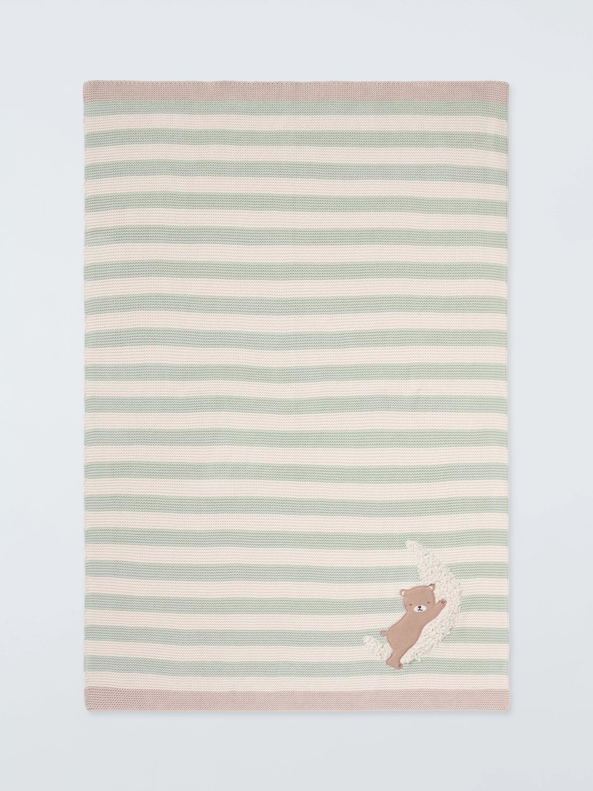 John Lewis green bear stripe blanket 75x100 cm (British brand)