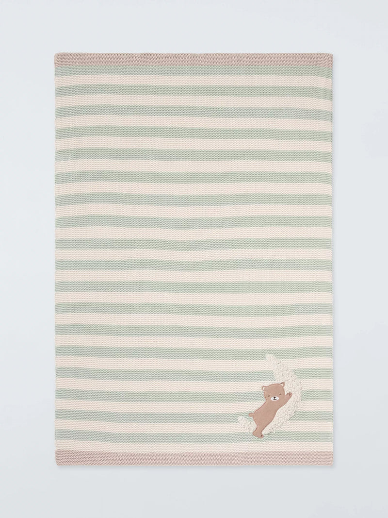 John Lewis green bear stripe blanket 75x100 cm (British brand)