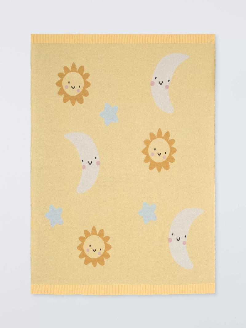 John Lewis knitted blanket yellow for Moses basket, UK version