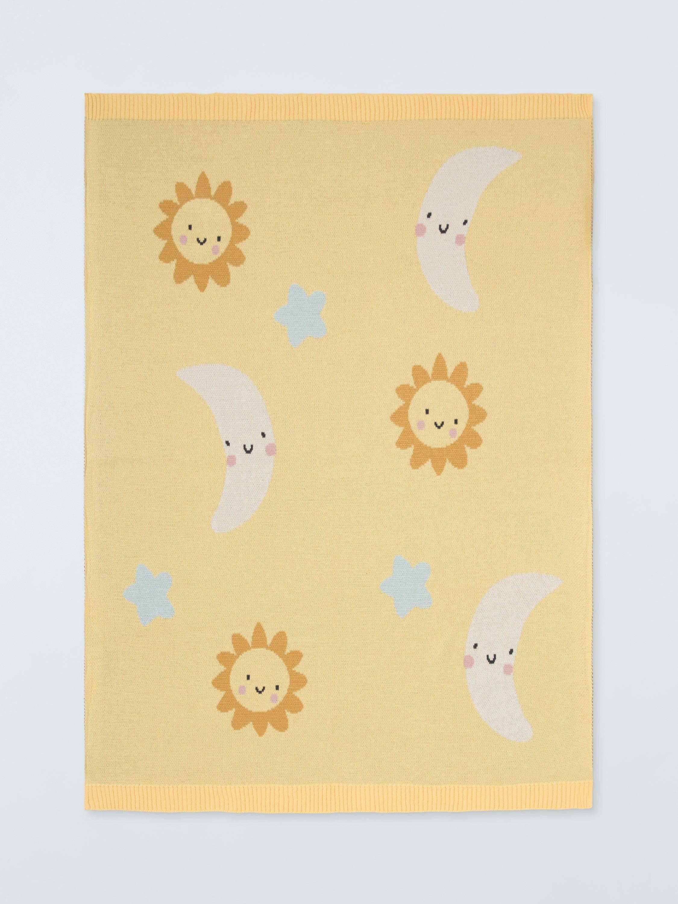 John Lewis knitted blanket yellow for Moses basket, UK version