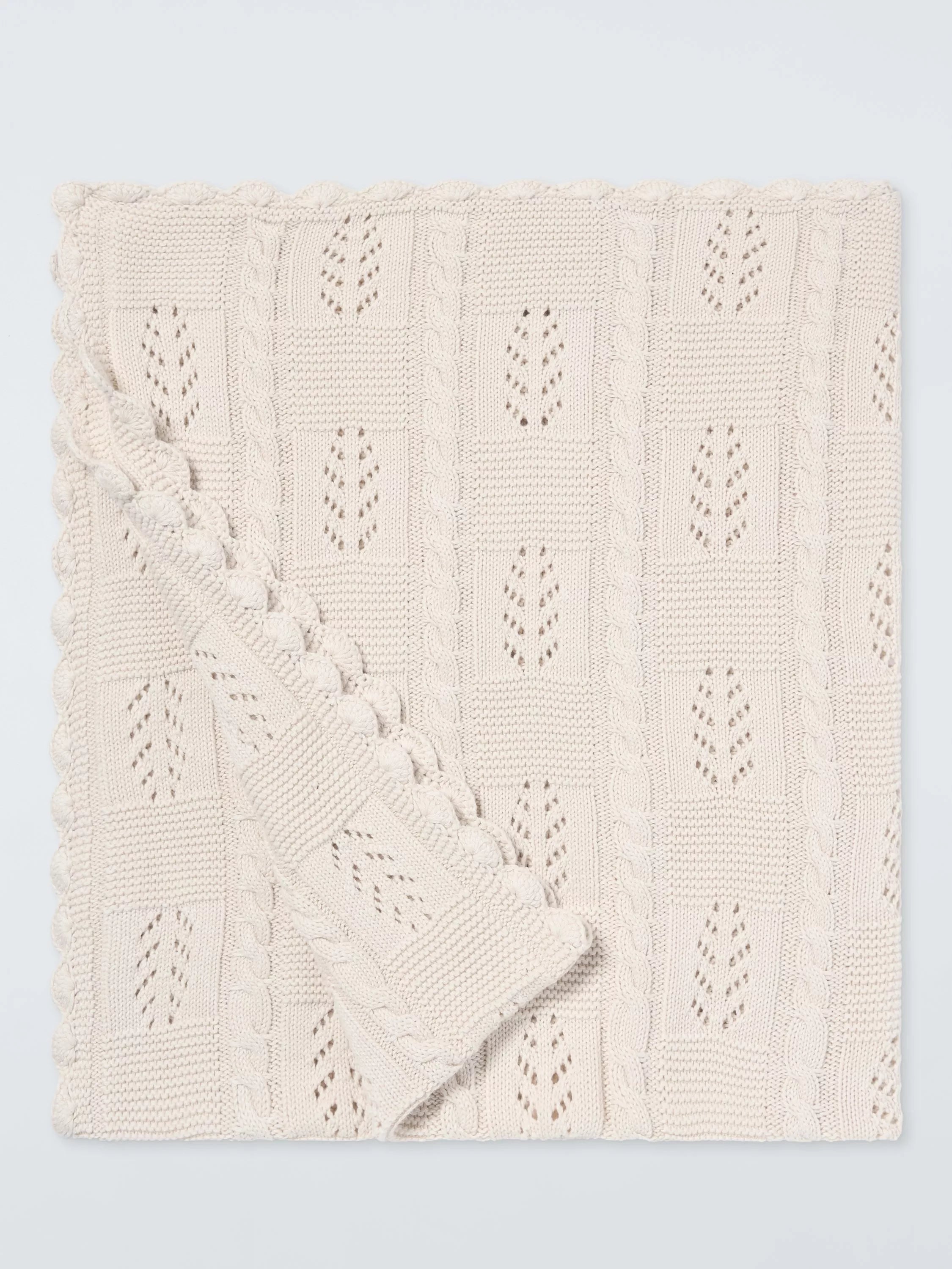 John Lewis scallop trim knitted blanket 80x100 cm - British product